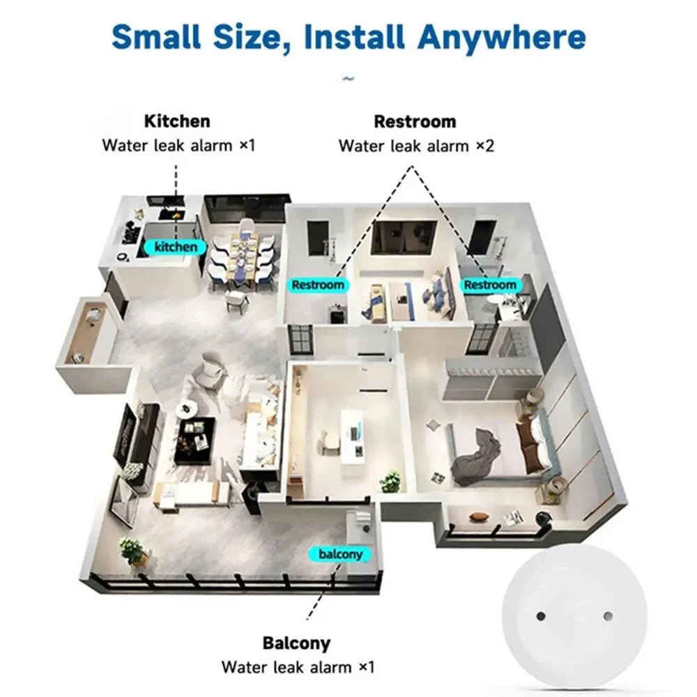 Water Leak Sensor ZigBee Tuya Leak Detector Smart Home Flood Water Leakage Detector Alarm Overflow Security Need Zigbee Gateway