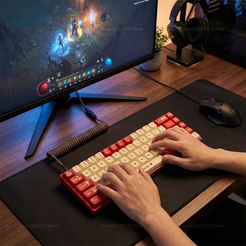 AK680 Wired Mechanical Gaming Keyboard 68 Hot Swappable Keys Ergonomic E-sports Office Keyboard for PC Laptop Type-C USB Gaming