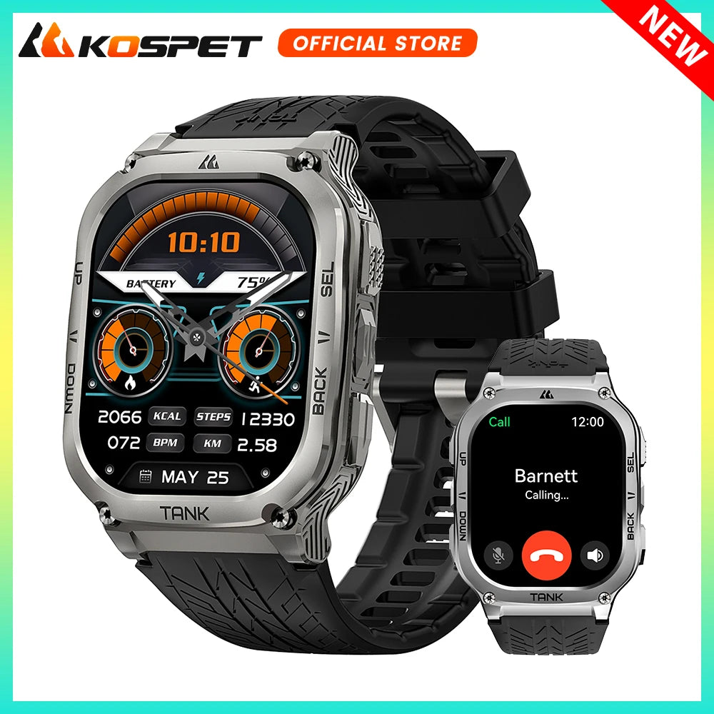 2025 Original KOSPET TANK M3 Smart Watch Men Smartwatch For Women 480mAh Digital Fitness AMOLED AOD Bluetooth Waterproof Watches