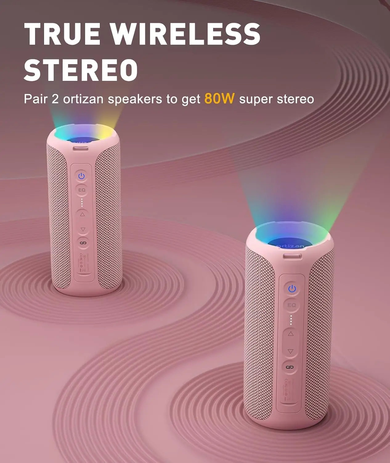 Ortizan X8 Pro, Waterproof Portable Bluetooth Speaker, RGB Lights, Premium Sound Quality