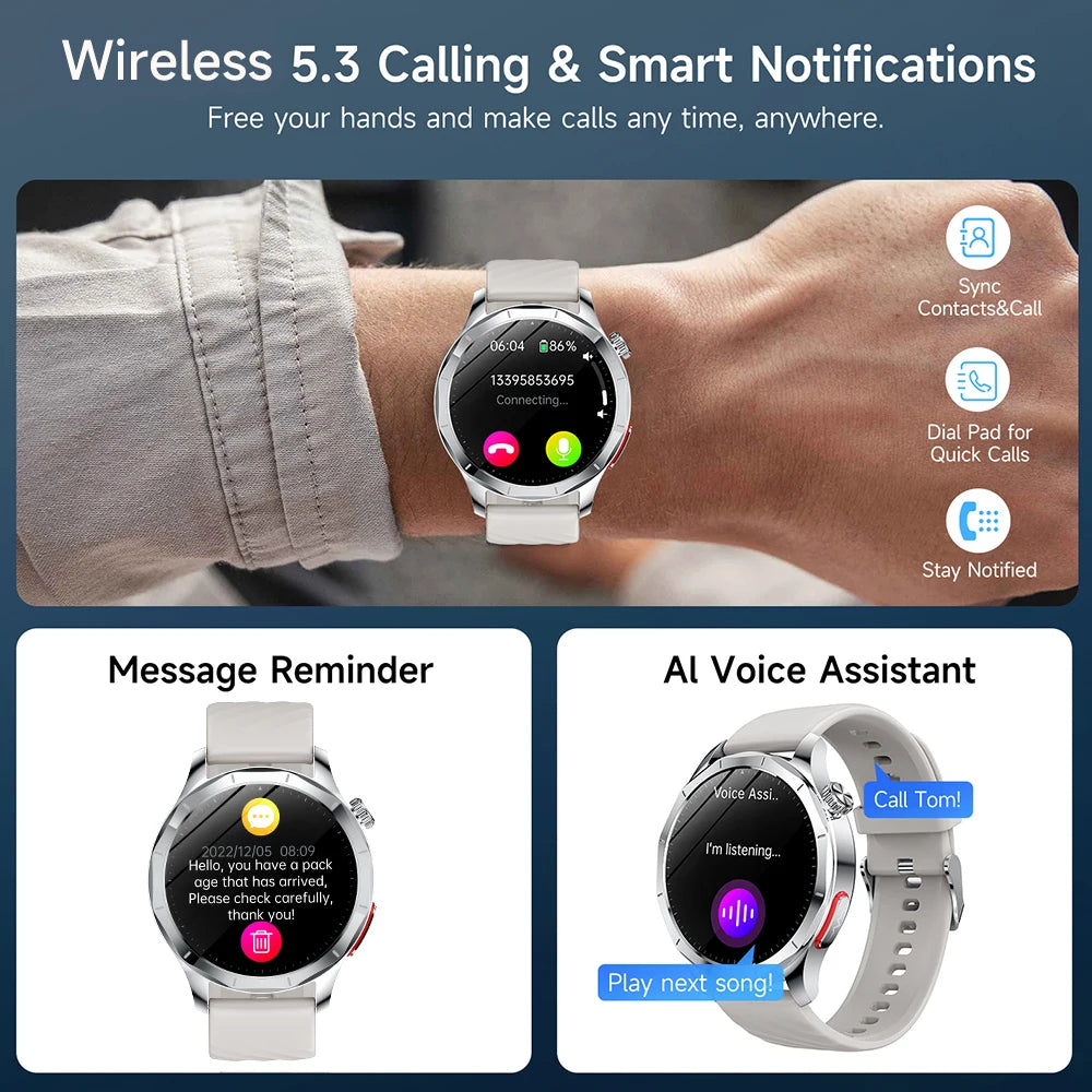 Marsyu 2026 Smart Watch ECG+PPG Uric Acid Blood Pressure Body Analysis HD Call LED Flashlight Smart Watch Women Men’s