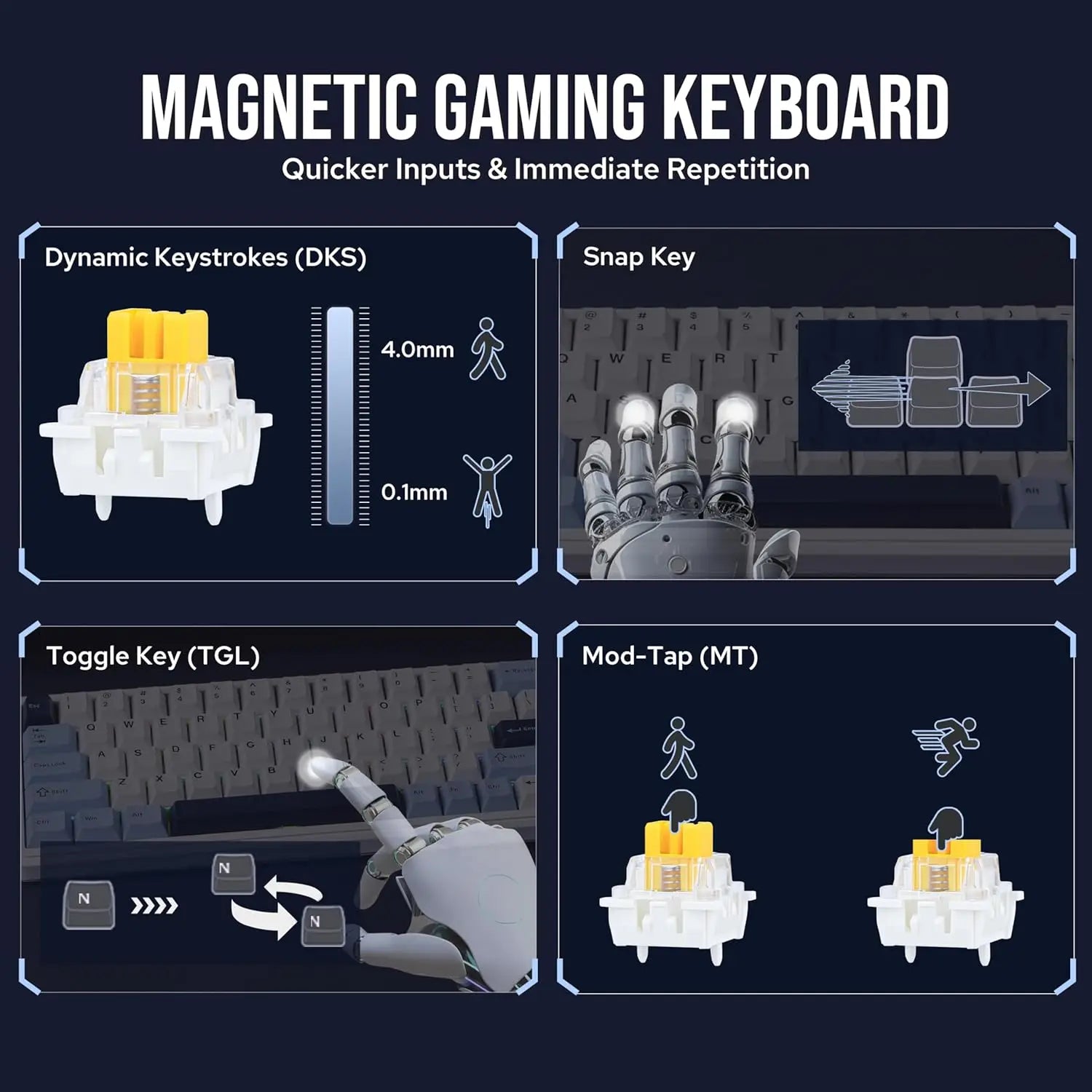 AJAZZ AK680 MAX 68 Keys Wired Gaming Keyboard, 8K/1K Switchable Polling Rate, Hall Magnetic Switch Rapid Trigger