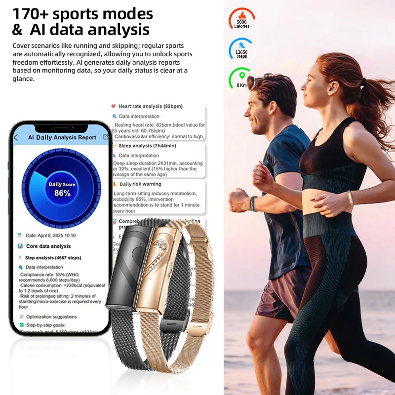 LIGE New Smart Bracelet Real-time Heart Rate Monitoring Sports Fitness Tracker Wristband Waterproof Smart Watch For Couple Gift