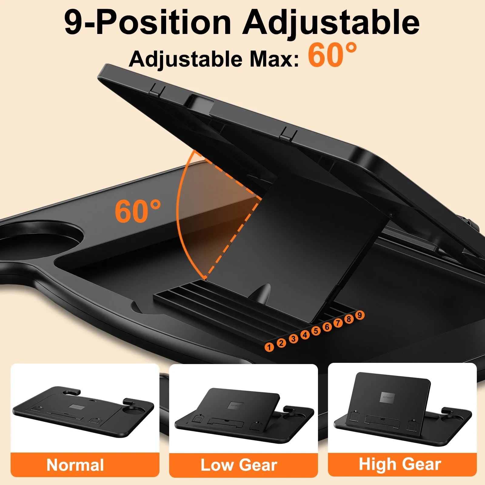 Oatsbasf Portable Car Laptop Computer Desk Stand Mount Car Steering Wheel Desk Foldable Adjustable Tray Board Table for Working