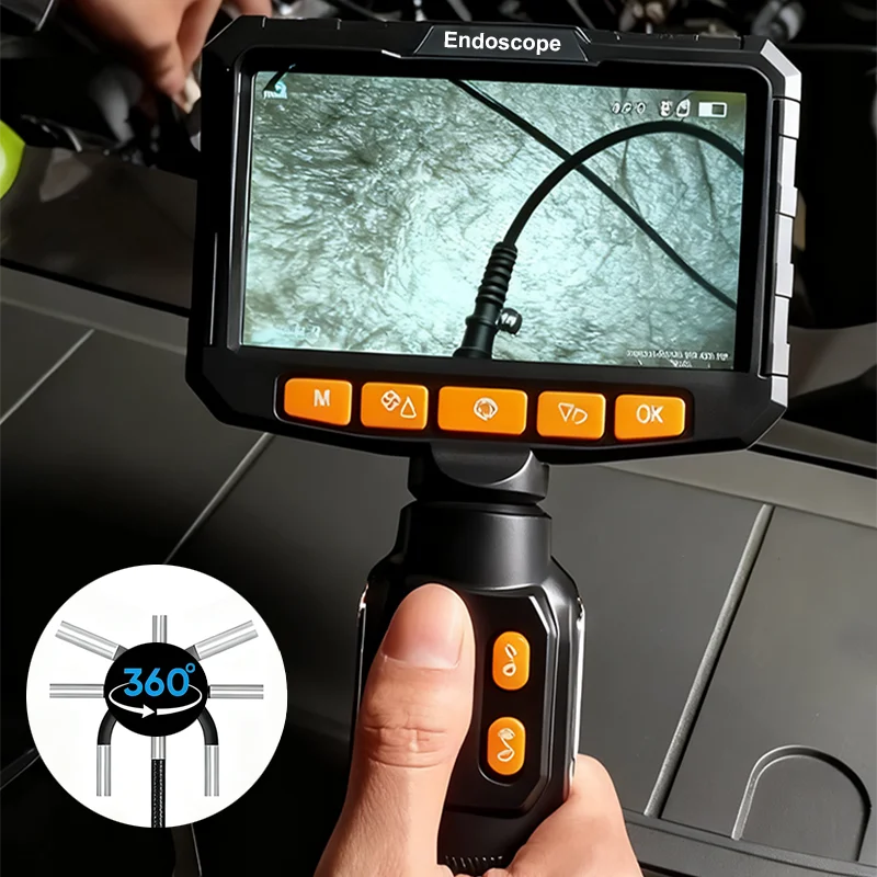 360 ° rotating dual-lens endoscope, 3.9/6.0MM 5-inch IPS endoscope inspection camera, automotive mechanical industrial endoscope