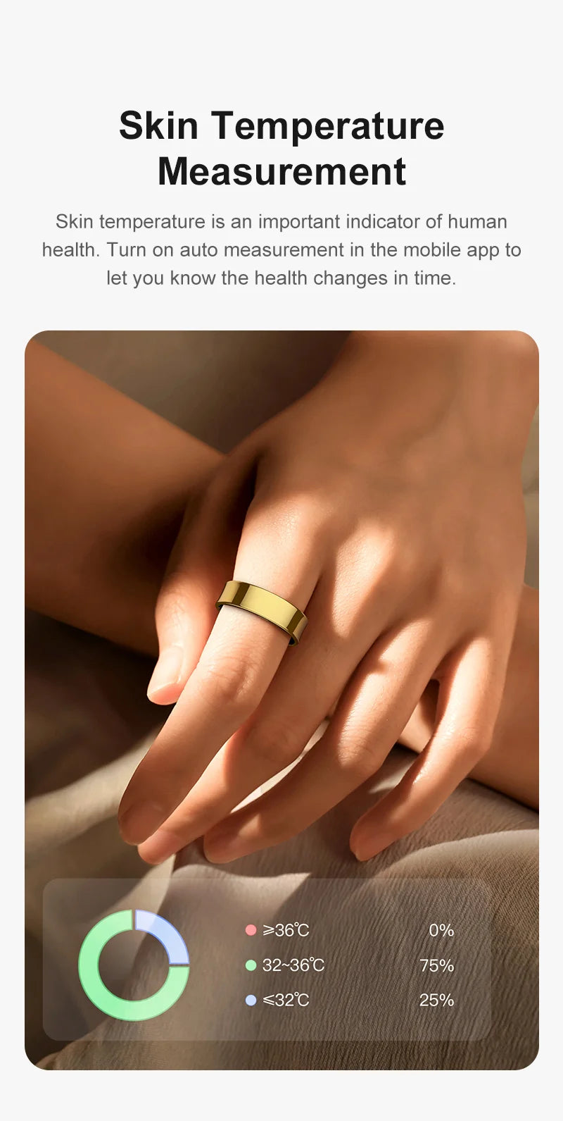 R09 Smart Health Ring with Portable Charging Case (5ATM Waterproof)