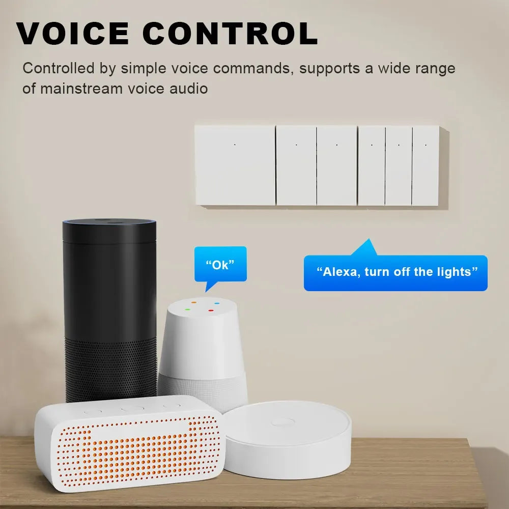 Tuya WiFi EU Smart Light Switch Wall Touch Switch 1 2 3 gang Required 110-240V Work with Alexa, Google Home