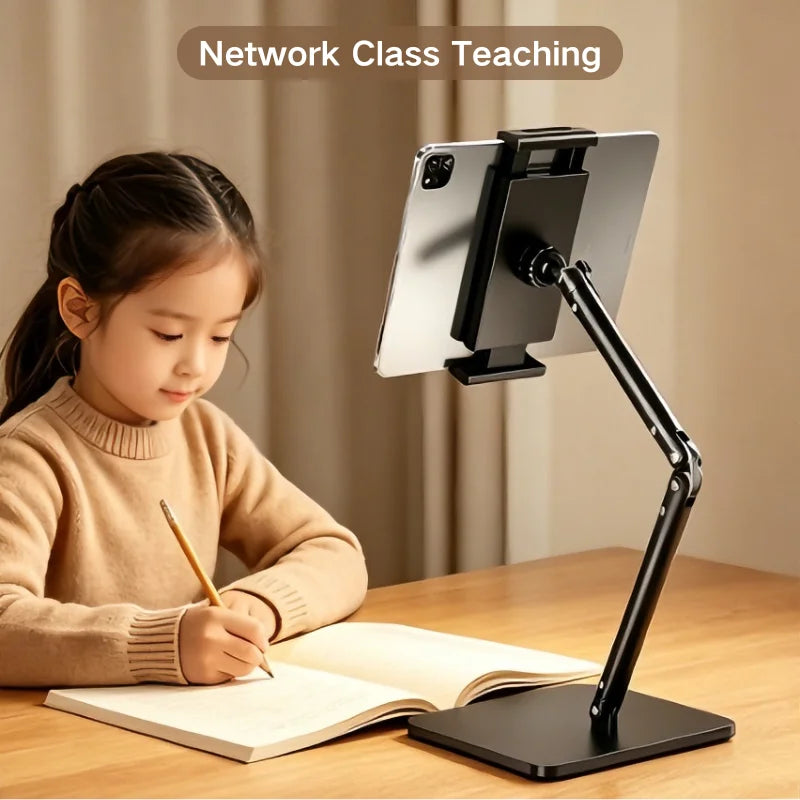 Multi-Angle Desktop Mount for Phone & Tablet - Adjustable Alloy Stand for Video Recording, Live Broadcast, Office, Learning &