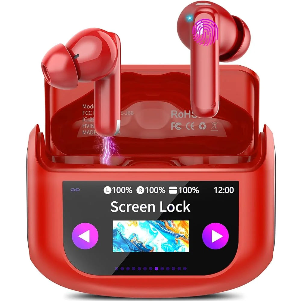 2026 Full-Color Touch Screen Earbuds 45dB ANC ENC Noise Cancelling Bluetooth 5.4 48H Battery 14.2mm Driver 5 EQ Modes IPX7 Waterproof Transparency Mode Wireless Earphones.