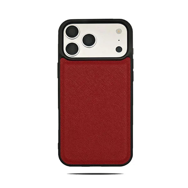 burgundy Fashion Saffiano Leather Business Phone Case for iPhone 17 16 15 14 13 Pro Max Elegant Shockproof Bumper Cover