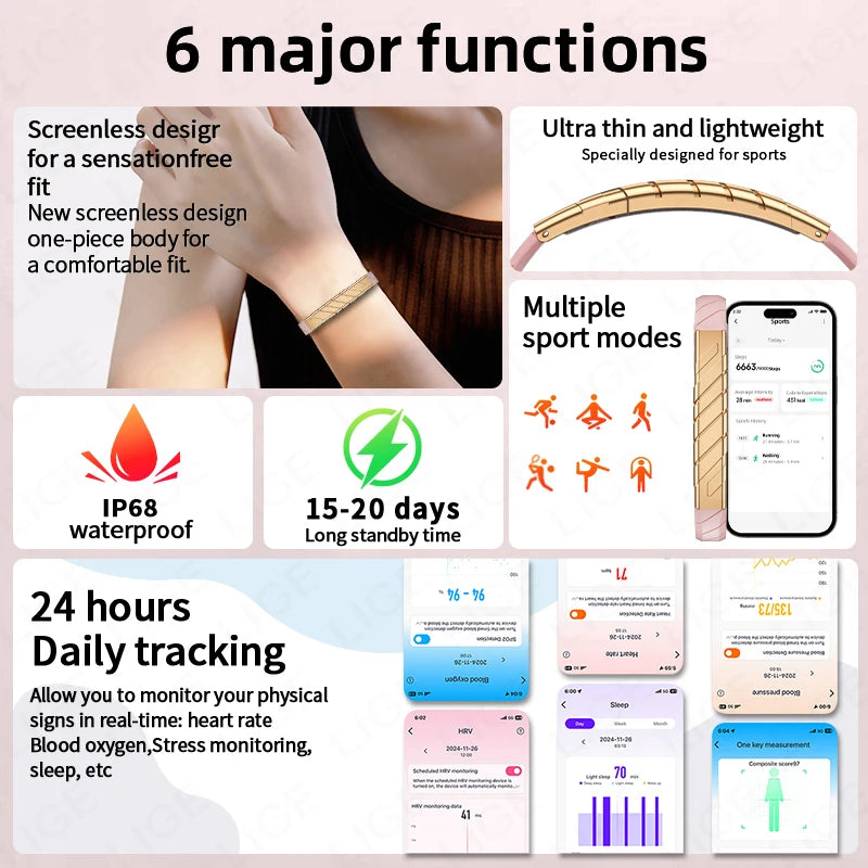 LIGE Fashion Smart Bracelet Health Heart Rate Sleep Monitor Sports Fitness Tracker Call reminder Men Women Smart Wristband Gift