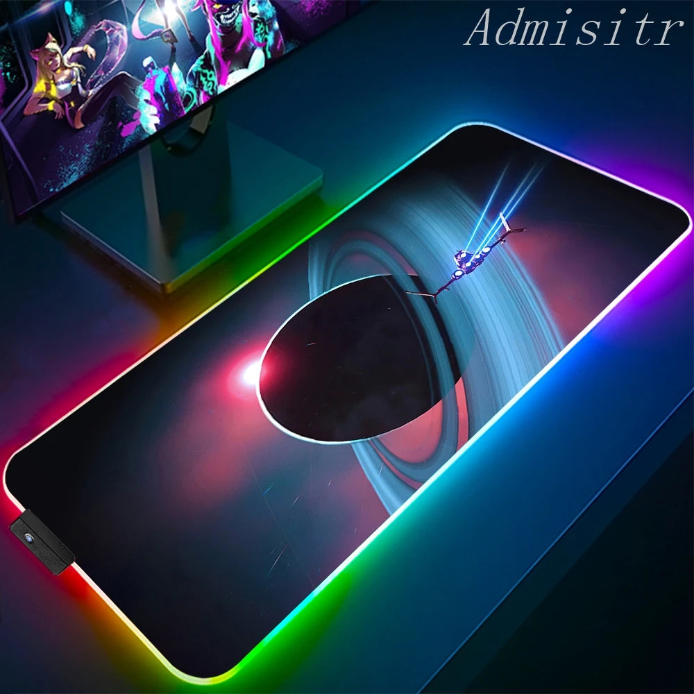 XXL RGB Gaming Mouse Pad Space Rubber Anti-slip Cool Desk Mat Gamer Accessories Large LED Light PC Computer Carpet with Backlit