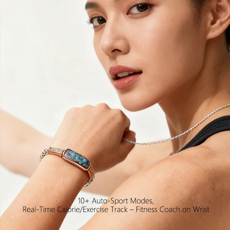 A01 Heart Rate Blood Oxygen Sport Sleep Monitor Stainless Steel IP68 Waterproof Fashion Luxury Ladies Smart Bracelet for Women
