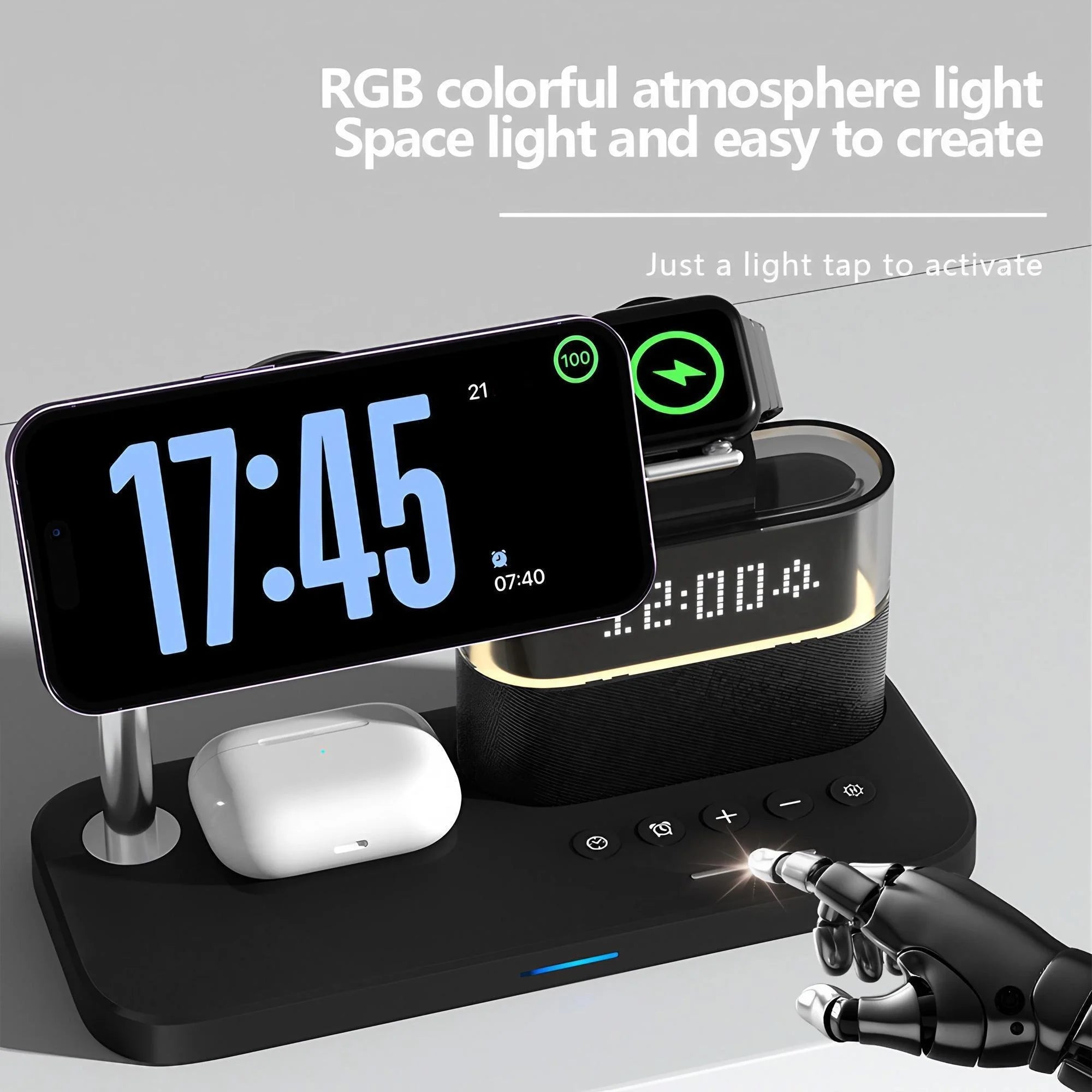 Wireless Charging Station Magnetic Stand for Series 17 16 15 14 13 12 iWatch Ultra 8 7 6 5 and Wireless Earbuds Pro 2 3