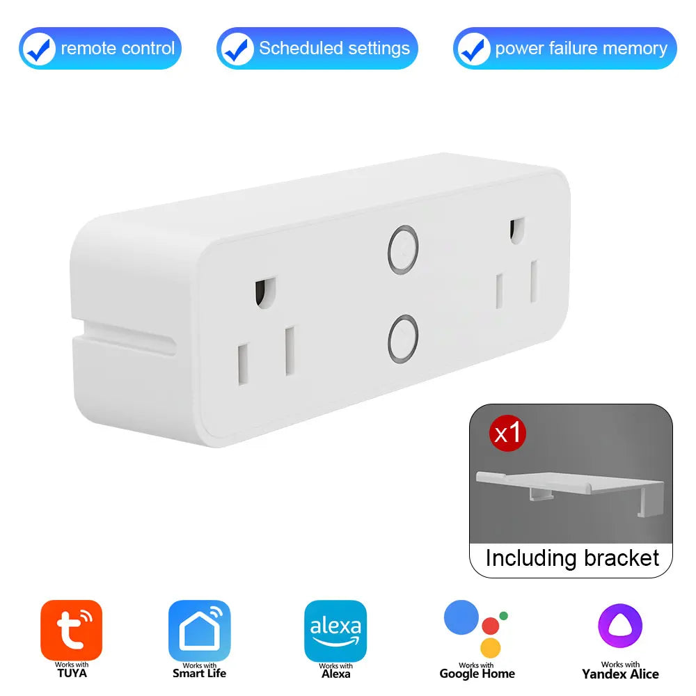 WiFi Smart US Plug Dual Outlets, Voice Control Works with Alexa Google Home, APP Remote Control Timer Function, White