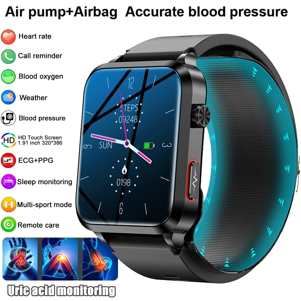 2026 New Airbag Smart Watch man air Pump ECG True Accurately Blood Pressure health watch Uric Acid Blood Lipids watch