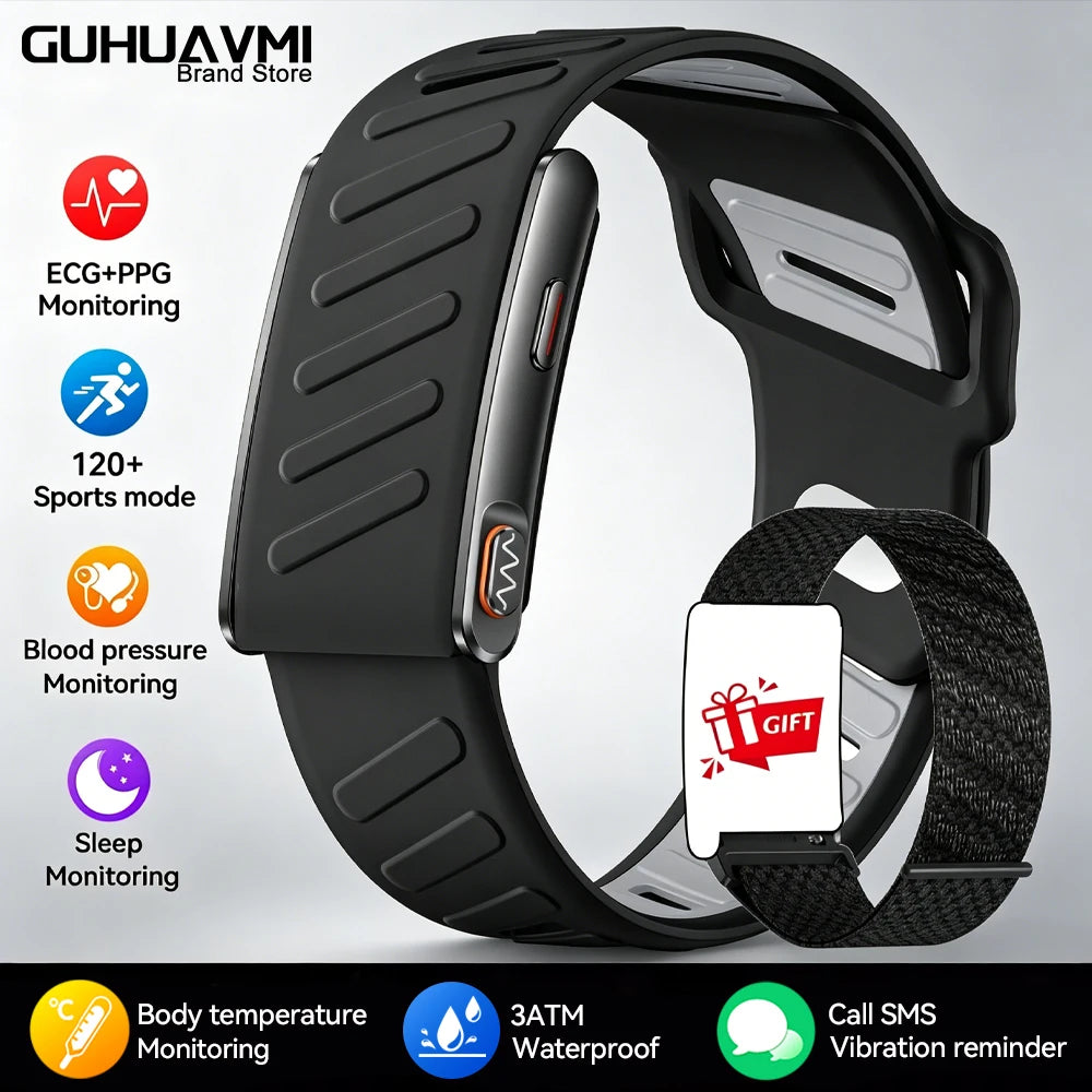 GUHUAVMI New ECG+PPG Health Smart Bracelet Heart Rate Blood Pressure Sleep Monitor SMS Call Reminder Fitness Tracker Smartwatchs