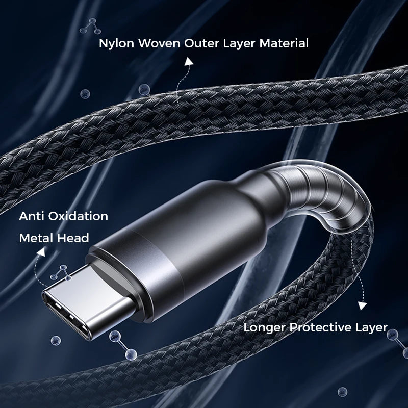 For iPhone 17 USB Type C 60W PD Fast Charging Cable USB C Quick Charger Braided Wired For iPhone 15 16 Pro Max Samsung Data Cord