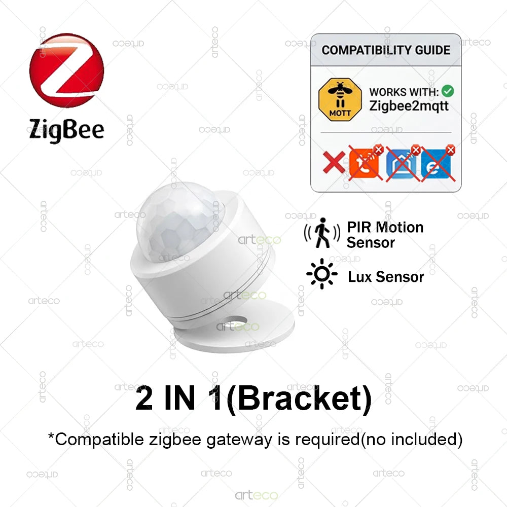Zigbee 3.0 Smart PIR Motion Sensor Human Body Movement Infrared Detector Illuminance Vibration Sensor,for Home Assistant Z2MQTT