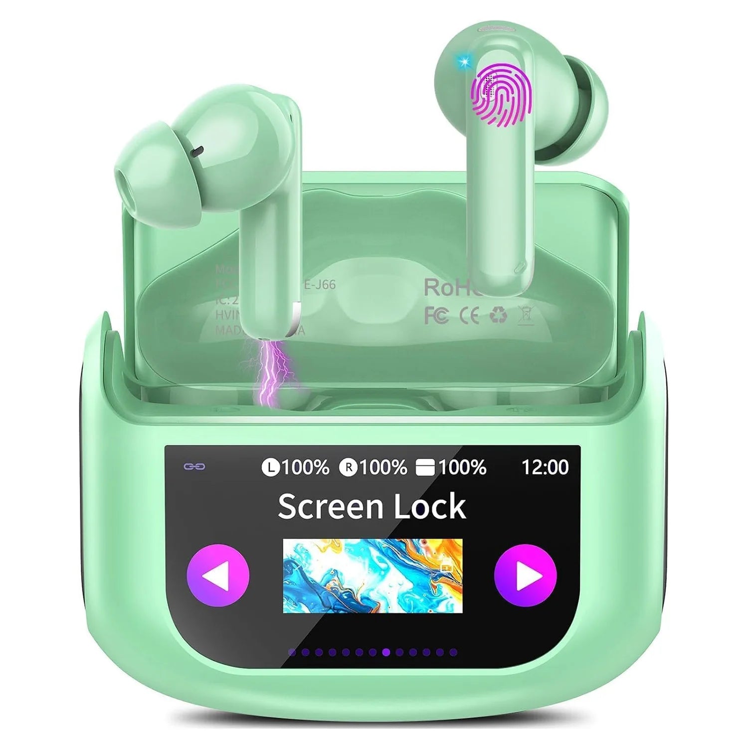 2026 Full-Color Touch Screen Earbuds 45dB ANC ENC Noise Cancelling Bluetooth 5.4 48H Battery 14.2mm Driver 5 EQ Modes IPX7 Waterproof Transparency Mode Wireless Earphones.