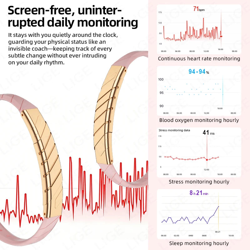 LIGE Fashion Smart Bracelet Health Heart Rate Sleep Monitor Sports Fitness Tracker Call reminder Men Women Smart Wristband Gift