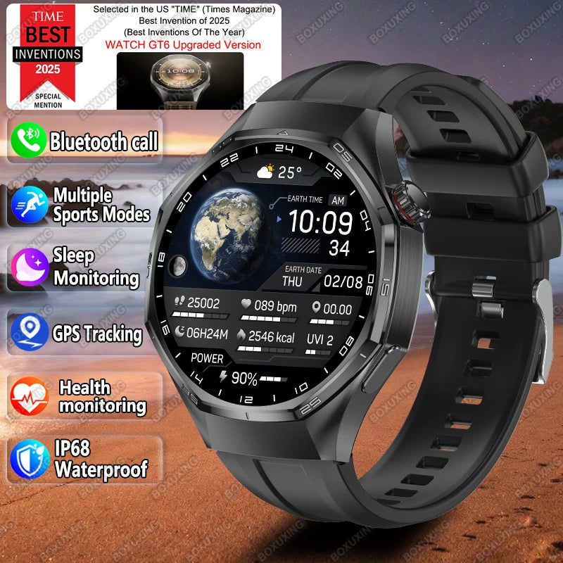 2026 New Watch 6 Pro Smart Watch AMOLED Screen GPS Tracker HD Bluetooth Call Waterproof Sports Health Monitoring Smartwatch Men