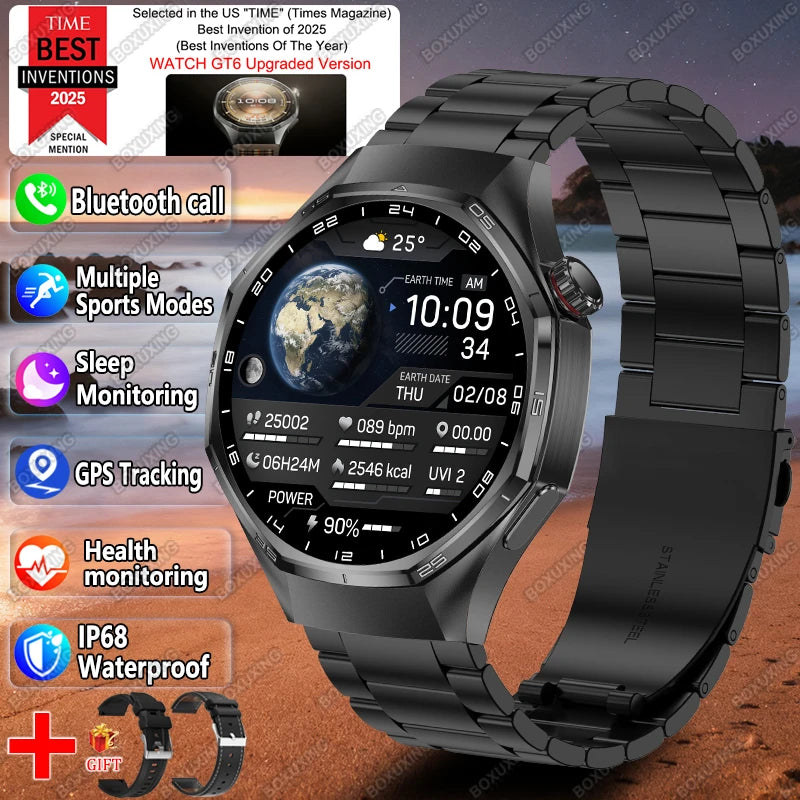 2026 New Watch 6 Pro Smart Watch AMOLED Screen GPS Tracker HD Bluetooth Call Waterproof Sports Health Monitoring Smartwatch Men