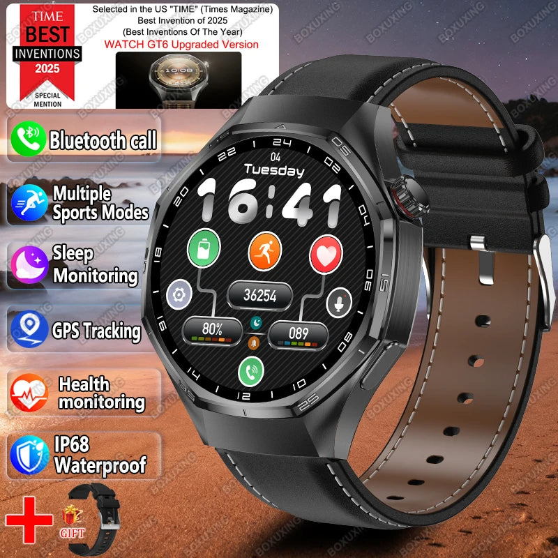 2026 New Watch 6 Pro Smart Watch AMOLED Screen GPS Tracker HD Bluetooth Call Waterproof Sports Health Monitoring Smartwatch Men