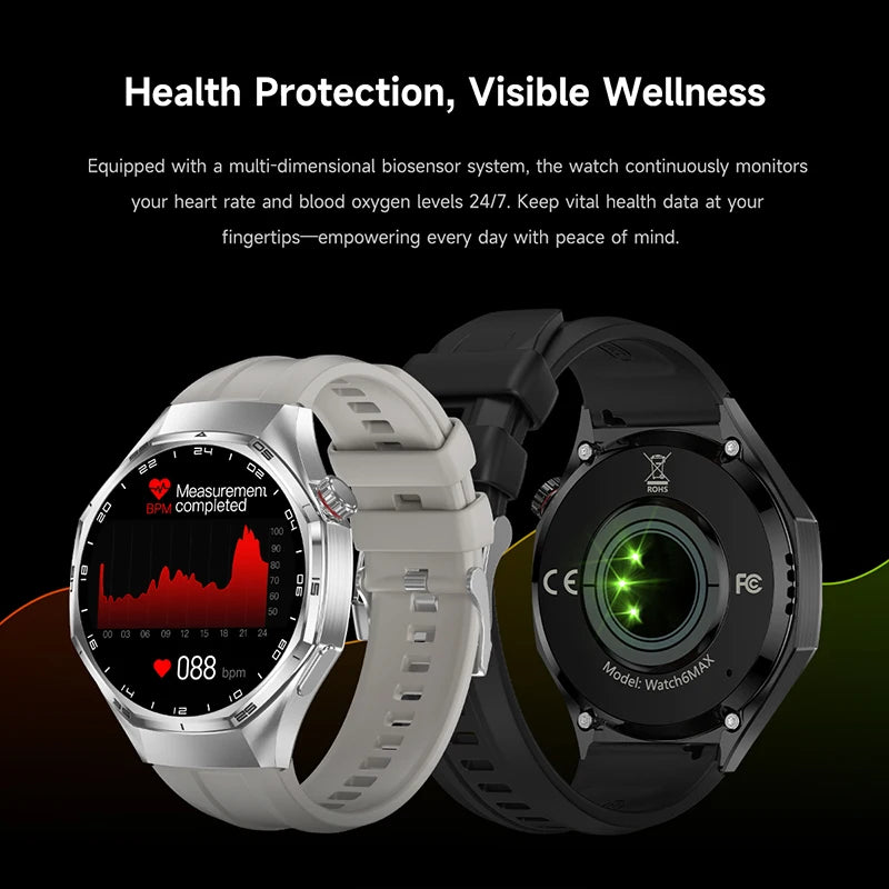 2026 New Watch 6 Pro Smart Watch AMOLED Screen GPS Tracker HD Bluetooth Call Waterproof Sports Health Monitoring Smartwatch Men