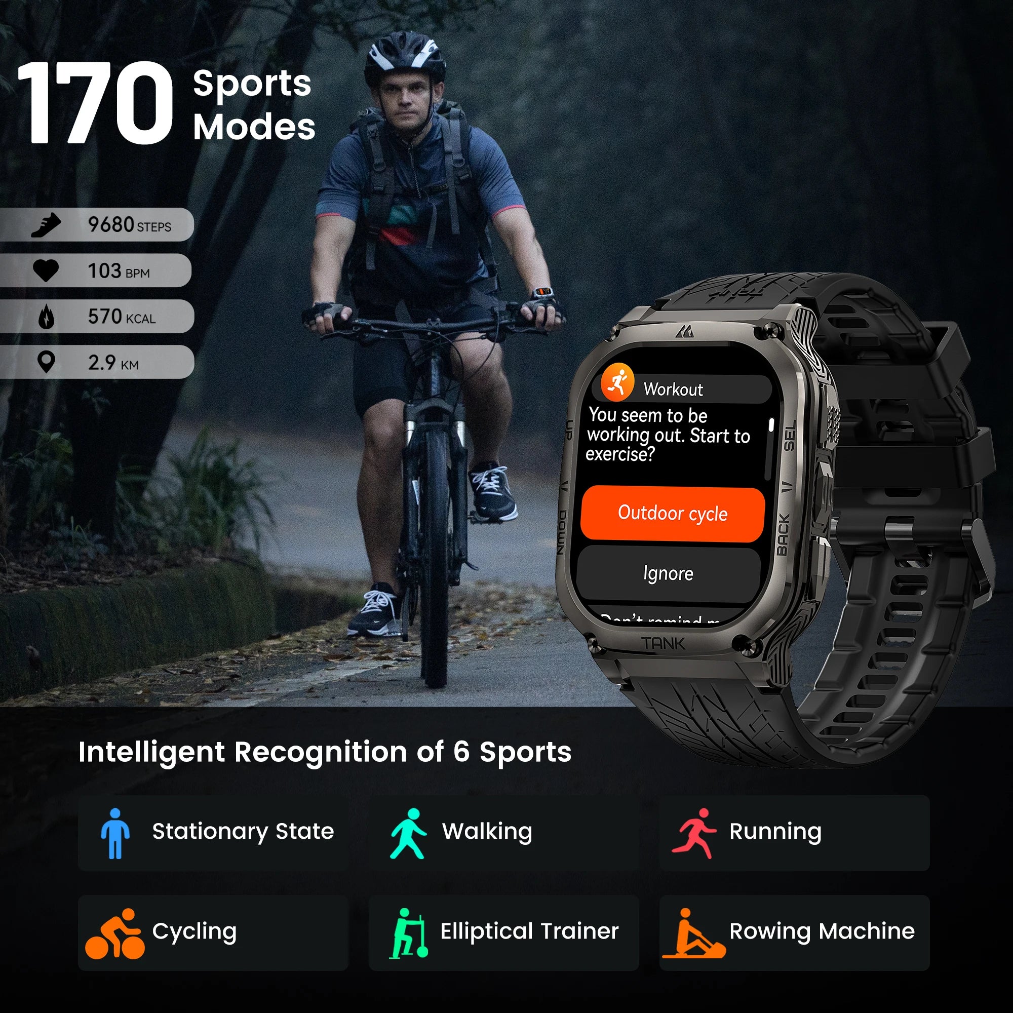 2025 Original KOSPET TANK M3 Smart Watch Men Smartwatch For Women 480mAh Digital Fitness AMOLED AOD Bluetooth Waterproof Watches