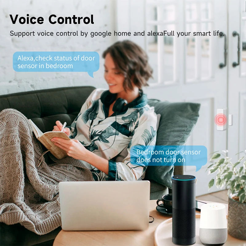 Tuya Smart WiFi Door Sensor Window Contact Alarm, Wireless Home Security Burglar Sensor, Smart Life, Alexa Google Assistant