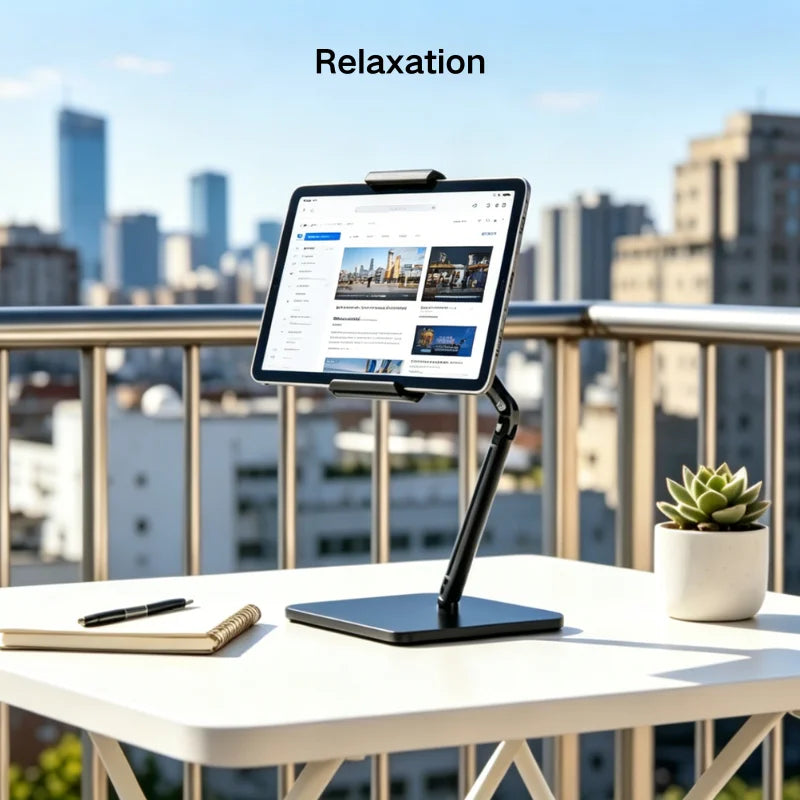 Multi-Angle Desktop Mount for Phone & Tablet - Adjustable Alloy Stand for Video Recording, Live Broadcast, Office, Learning &