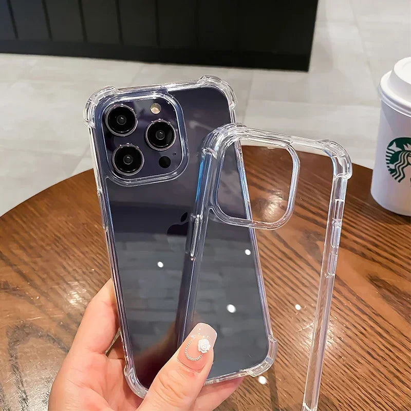 Air-Bag Shockproof Bumper Transparant Case For iPhone 17 16 15 Plus 11 12 13 14 Pro Max Silicone Hard Acrylic Clear Back Cover