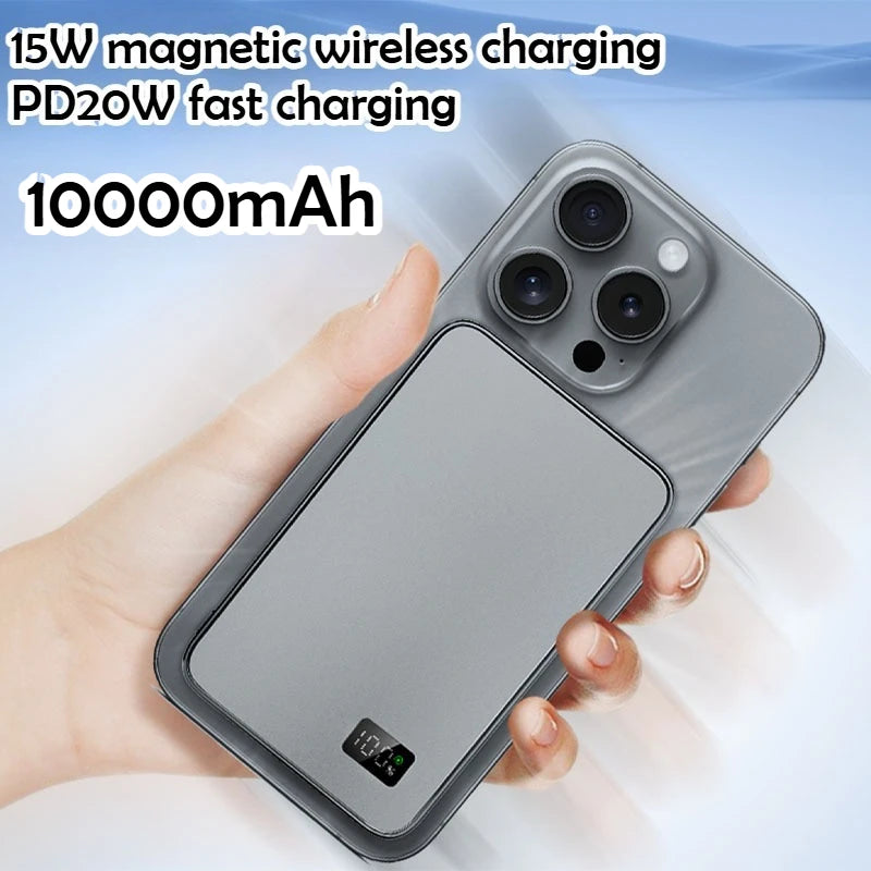 10000mAh Ultra Thin Power Bank for MagSafe,Magnetic Wireless Fast Charging MacSafe Portable Battery for IPhone Xiaomi Samsung