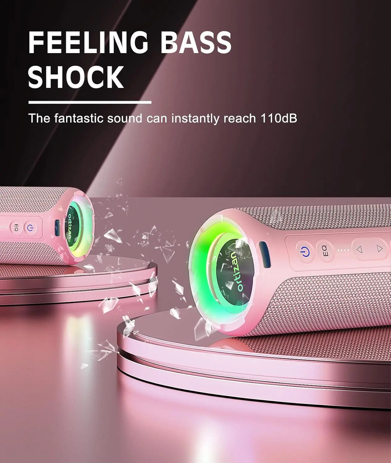 Ortizan X8 Pro, Waterproof Portable Bluetooth Speaker, RGB Lights, Premium Sound Quality