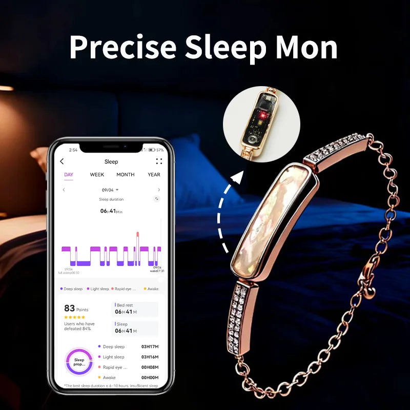 A01 Heart Rate Blood Oxygen Sport Sleep Monitor Stainless Steel IP68 Waterproof Fashion Luxury Ladies Smart Bracelet for Women
