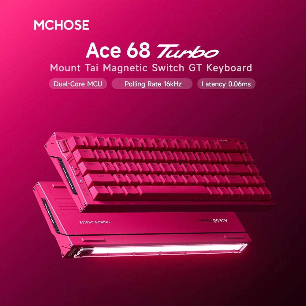 MCHOSE Ace 68 Turbo Full-aluminum Esports Hall Effect Keyboard RT 0.001–3.4mm Latency 0.06ms/0.08ms Polling 8k/16kHz Wired