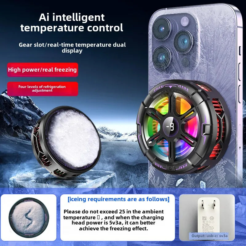 K21 Mobile Phone PUBG Game Cooler Fast Cooling Radiator Magnetic/ Back-clip 2 in 1 Semiconductor Freeze Cool Heat Sink Universal