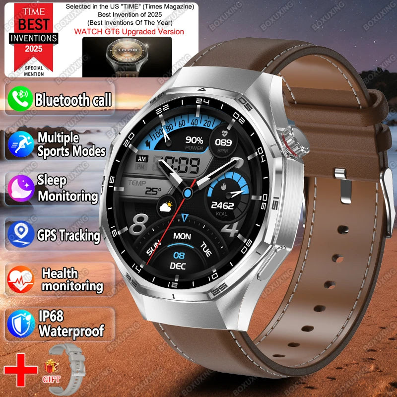2026 New Watch 6 Pro Smart Watch AMOLED Screen GPS Tracker HD Bluetooth Call Waterproof Sports Health Monitoring Smartwatch Men