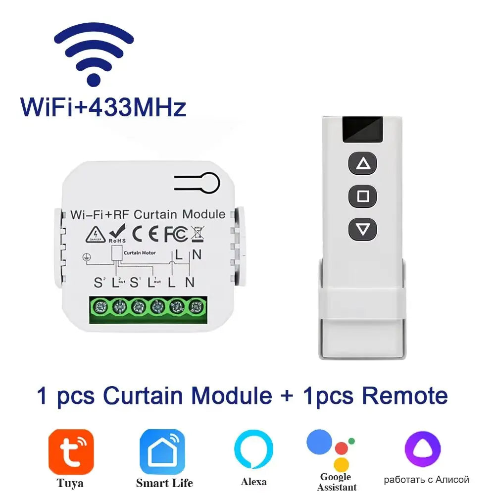 Smart Curtain Switch Intelligent Controllers Roller Blinds Shutter Motor Tuya WiFi/RF 433/WiFi&RF 433 Optional