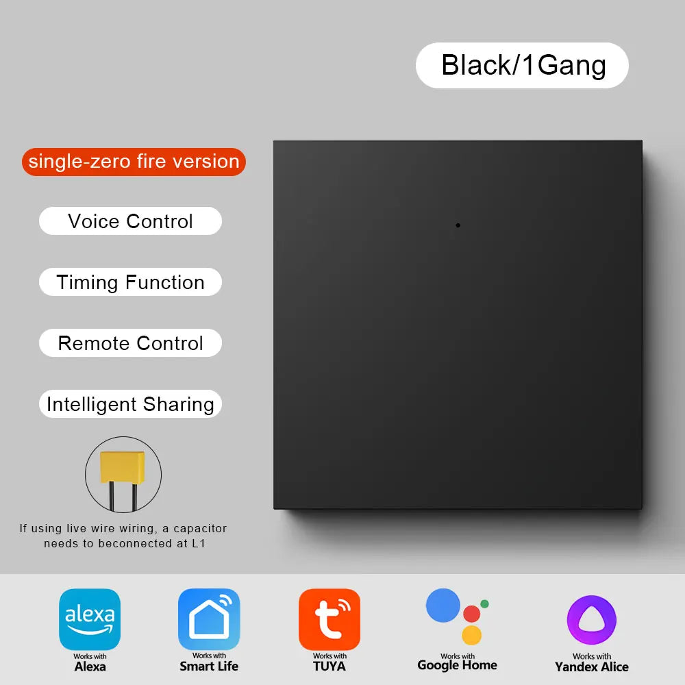 Tuya WiFi EU Smart Light Switch Wall Touch Switch 1 2 3 gang Required 110-240V Work with Alexa, Google Home