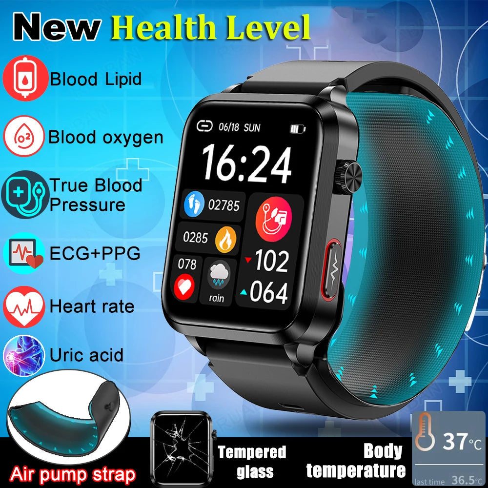 2026 New Airbag Smart Watch man air Pump ECG True Accurately Blood Pressure health watch Uric Acid Blood Lipids watch