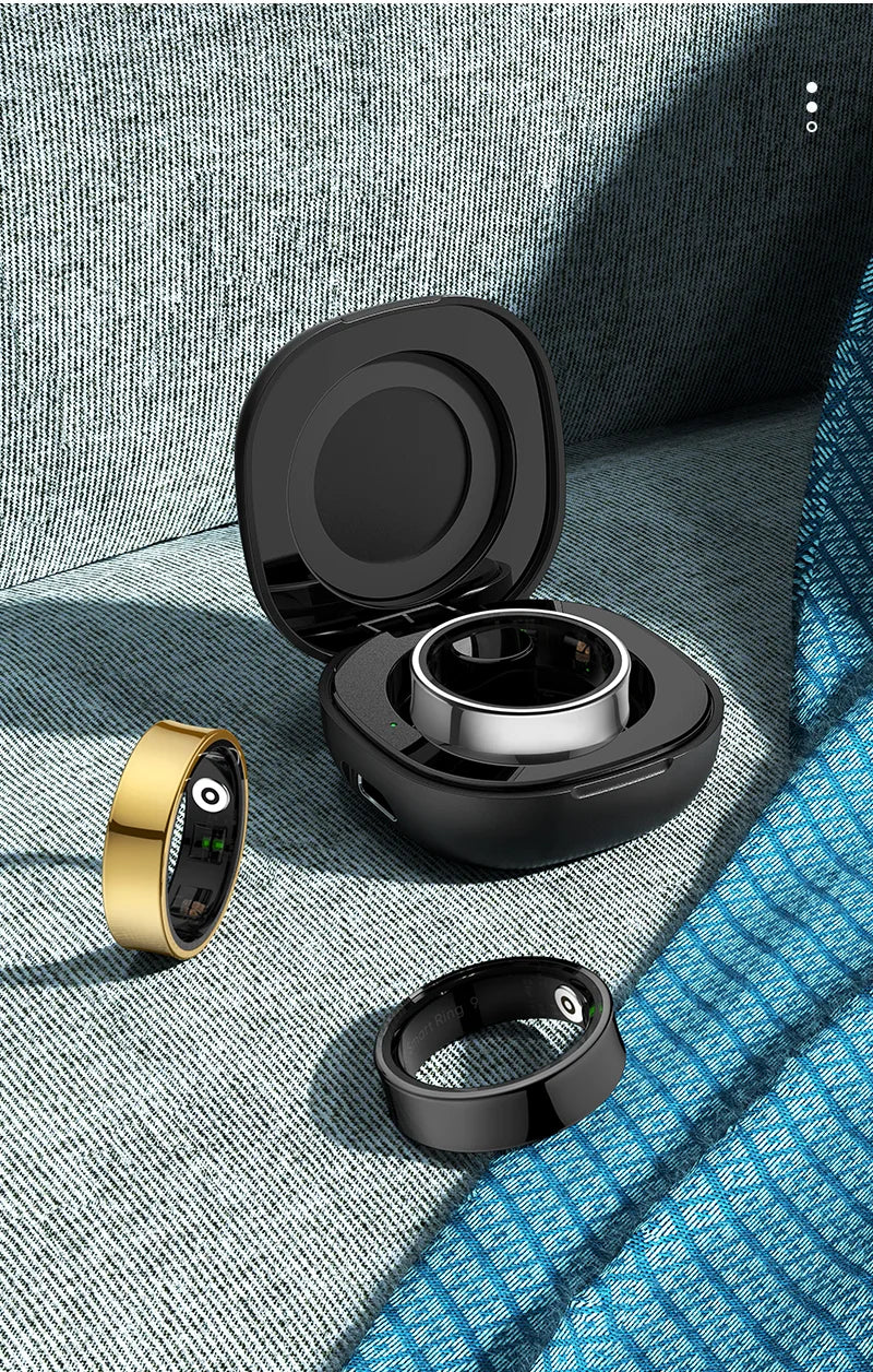 R09 Smart Health Ring with Portable Charging Case (5ATM Waterproof)