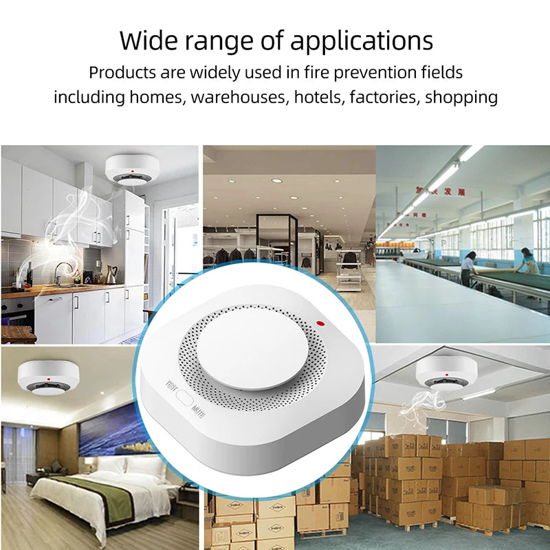 Tuya Zigbee Independent Smoke Detector Sensor For Home Warehouse Security Smart Smoke Fire Alarm Via Smart Life App Control