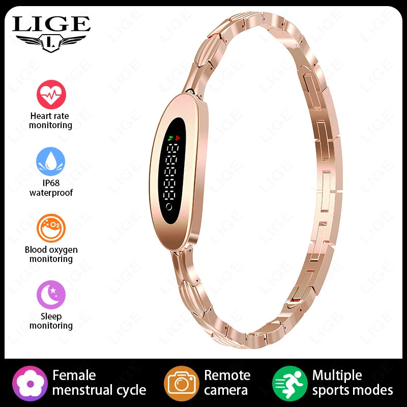 LIGE New Hot Sales Smart Bracelet Lightweight Sports Band Fitness Health Tracker Call Message Reminder Luxury Women's Smartwatch