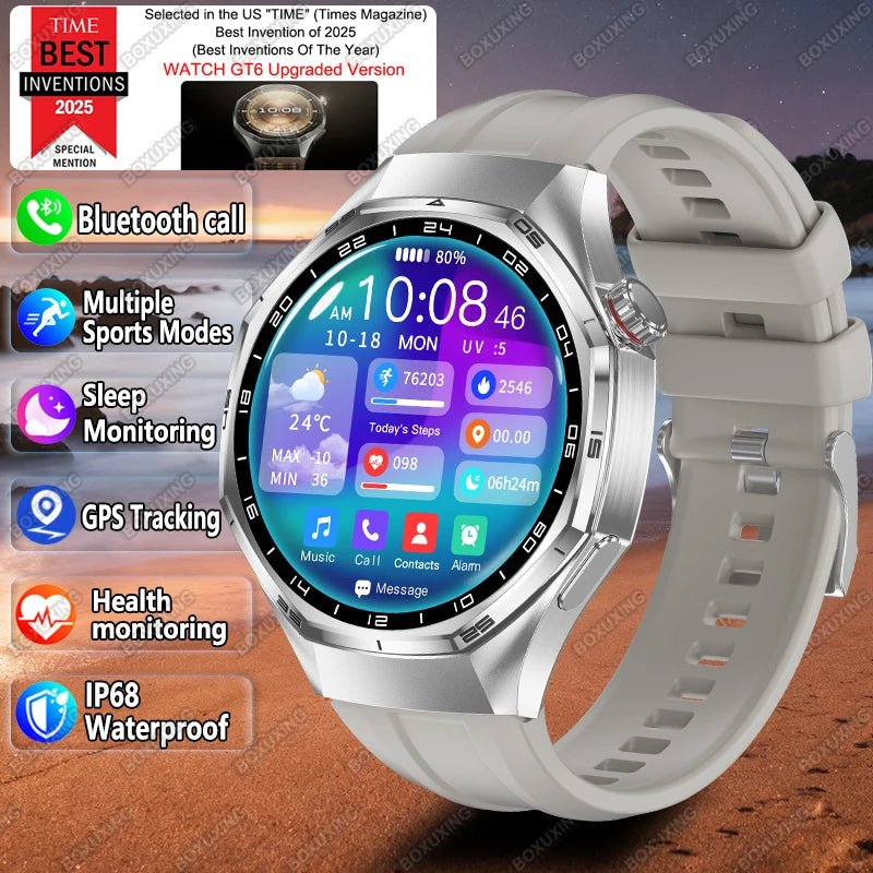 2026 New Watch 6 Pro Smart Watch AMOLED Screen GPS Tracker HD Bluetooth Call Waterproof Sports Health Monitoring Smartwatch Men