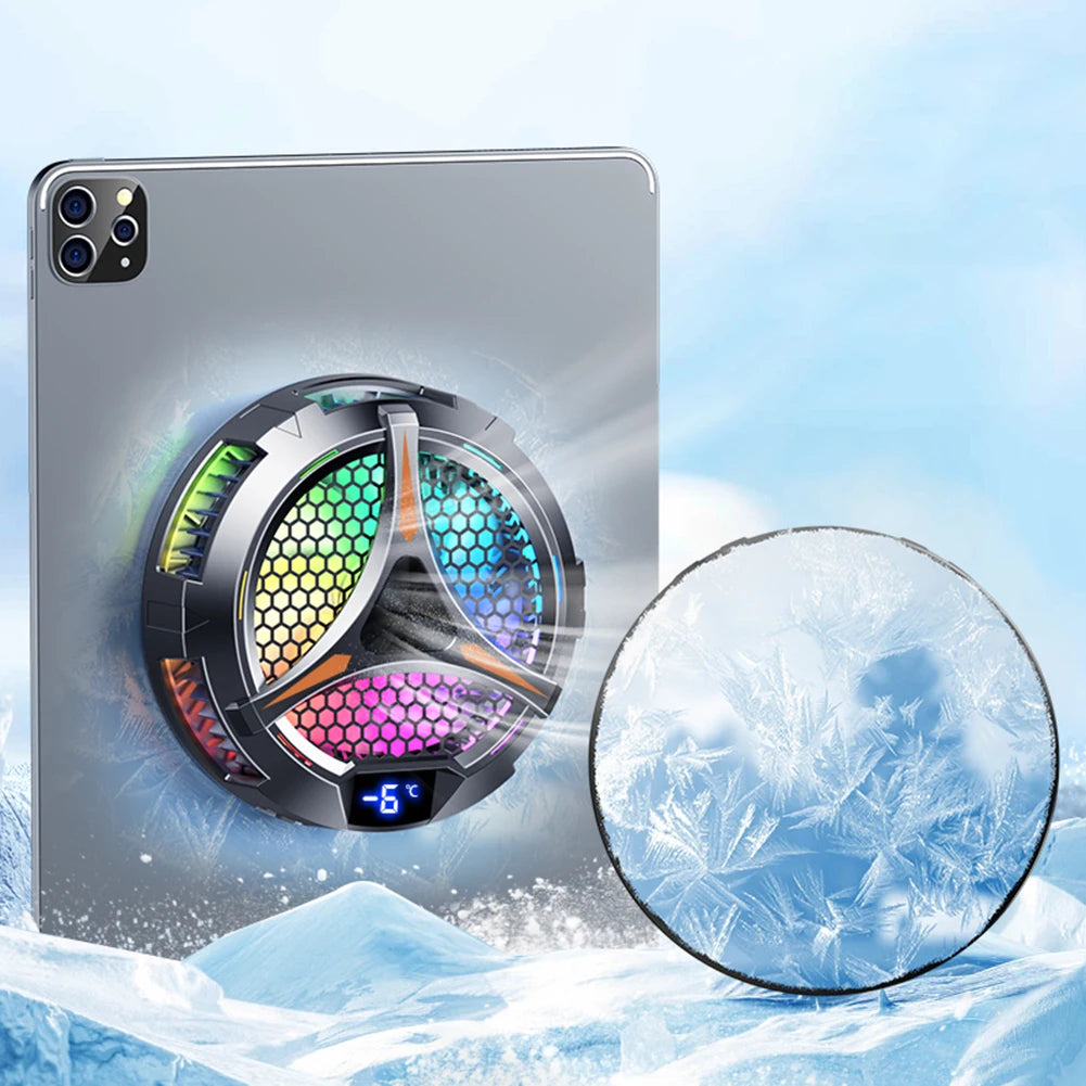Wireless Magnetic Radiator Tablet Cooler Large Area Powerful Cooling Magnetic RGB Phone Cooler for Pad/Gaming Phones with Lights