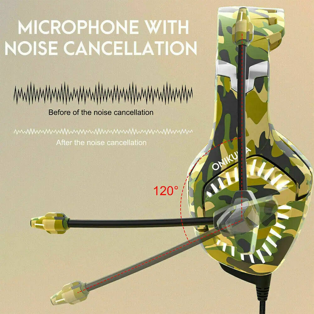 ONIKUMA K1B Pro Camo Elite Stereo Gaming Headset for PS4, Xbox, PC and Switch Brand new