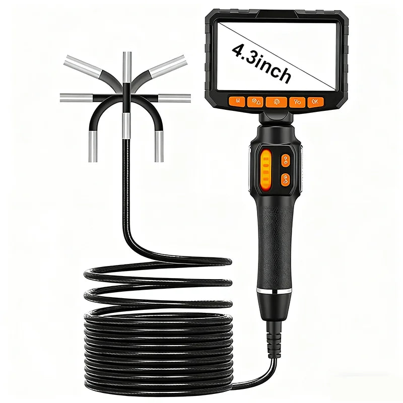 360 ° rotating dual-lens endoscope, 3.9/6.0MM 5-inch IPS endoscope inspection camera, automotive mechanical industrial endoscope
