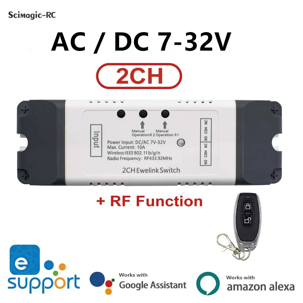 WiFi Switch Smart Opener APP Remote Controller For Garage Door Gate Supprot Alexa Echo Google Home eWelink Control + RF 433MHz